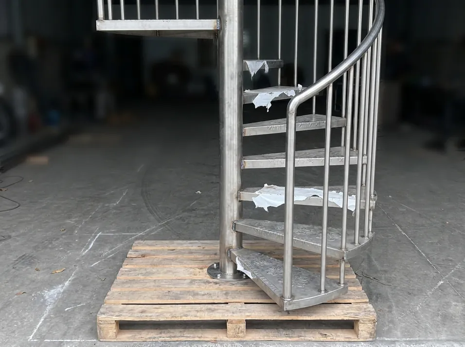 Stainless spiral staircase